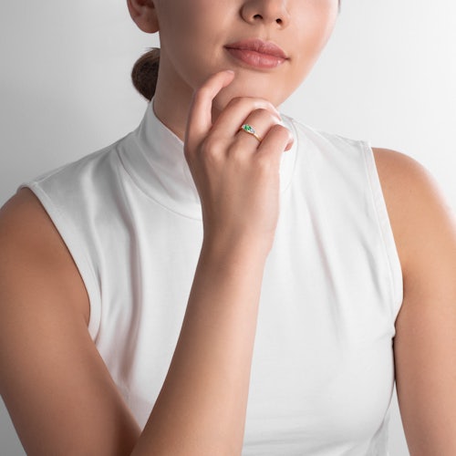 Pierścionek zaręczynowy Fairytale: złoty, szmaragd